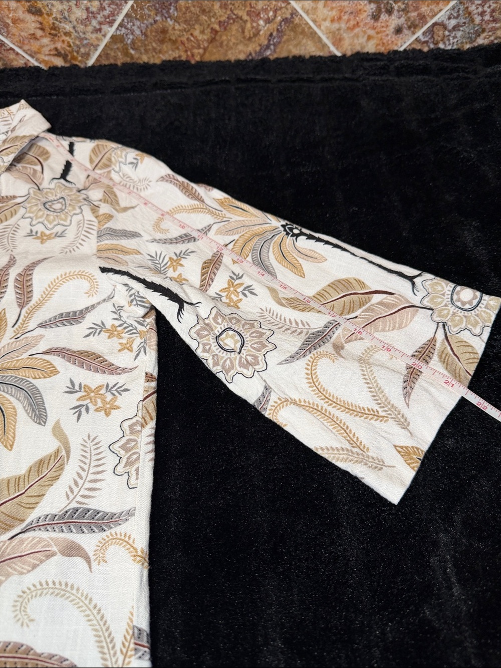 Label of Love Beige Brown Palm Floral Safari Button Front Tunic Dress Small - Picture 6 of 7
